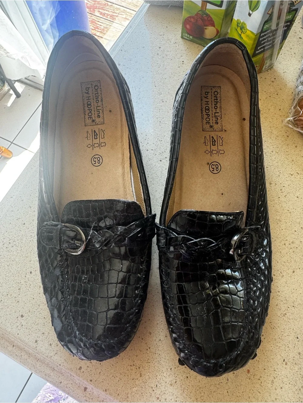 Black Croc-Embossed Leather Loafers